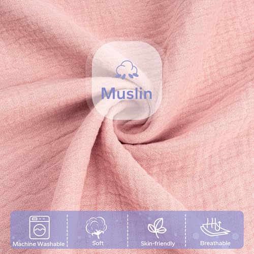 FUNUPUP Muslin Baby Lounger Cover Compatible with Snuggle Me Lounger, Infant Lounger Pillow Cover for Newborn, Removable Newborn Lounger Cover for Boys and Girls, Pink - Image 2
