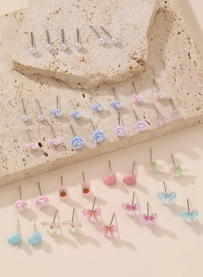 Take Two Set of 20 - Butterfly and Heart Stud Earrings