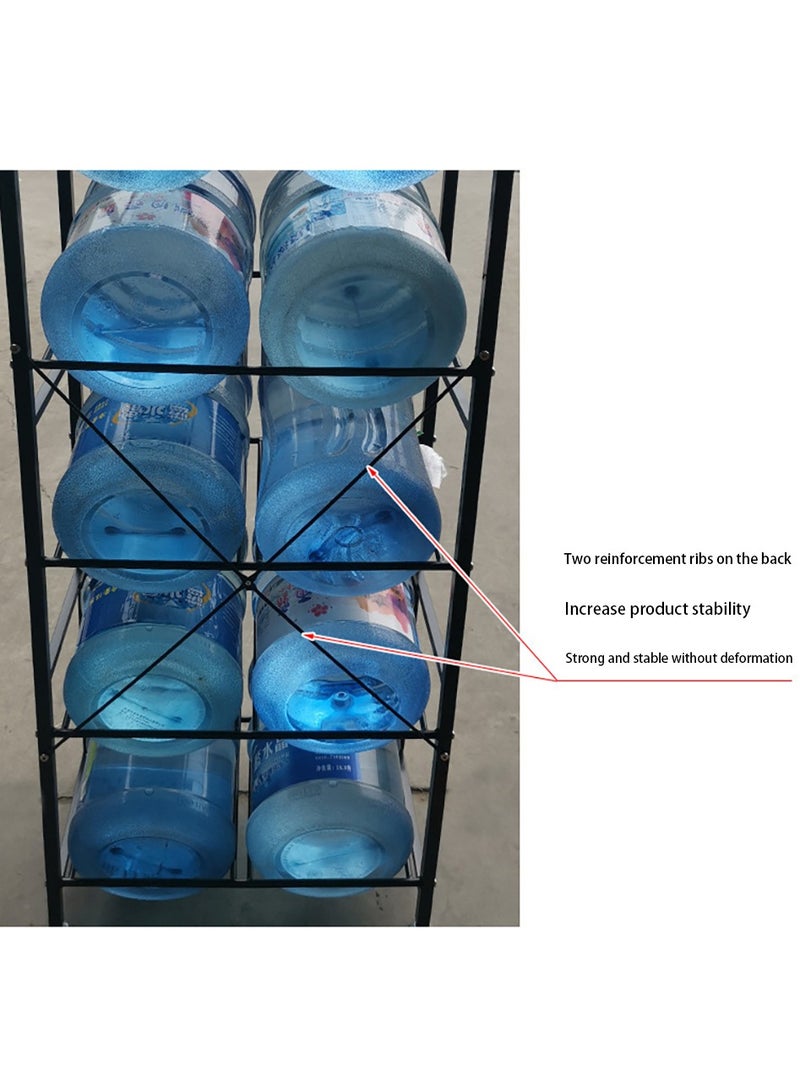 Double Row Bucket Rack Office Multi-layer Storage Rack Floor-Standing Storage Rack Drinking Water Bucket Rack Bottled Water Rack Bracket Black (4-Tier Water Cooler Jug Rack)  - Image 4