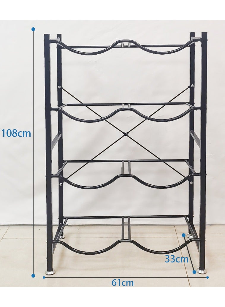 Double Row Bucket Rack Office Multi-layer Storage Rack Floor-Standing Storage Rack Drinking Water Bucket Rack Bottled Water Rack Bracket Black (4-Tier Water Cooler Jug Rack)  - Image 2