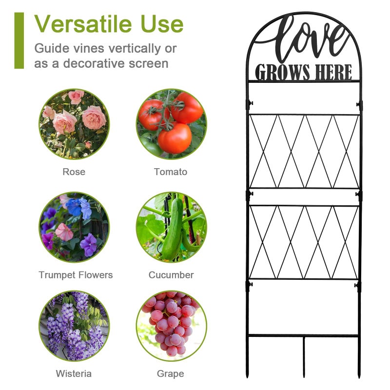 hogardeck 45 * 14 inch Metal Garden Trellis for Climbing Plants Flowers Outdoor,Heavy Duty,Black Coating Rustproof Trellis for Rose, Vegetable, Flowers, Perfect for Training Climbing Plants (1Pcs) - Image 5