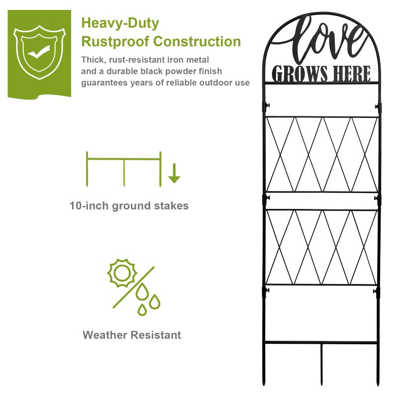 hogardeck 45 * 14 inch Metal Garden Trellis for Climbing Plants Flowers Outdoor,Heavy Duty,Black Coating Rustproof Trellis for Rose, Vegetable, Flowers, Perfect for Training Climbing Plants (1Pcs) - Image 2