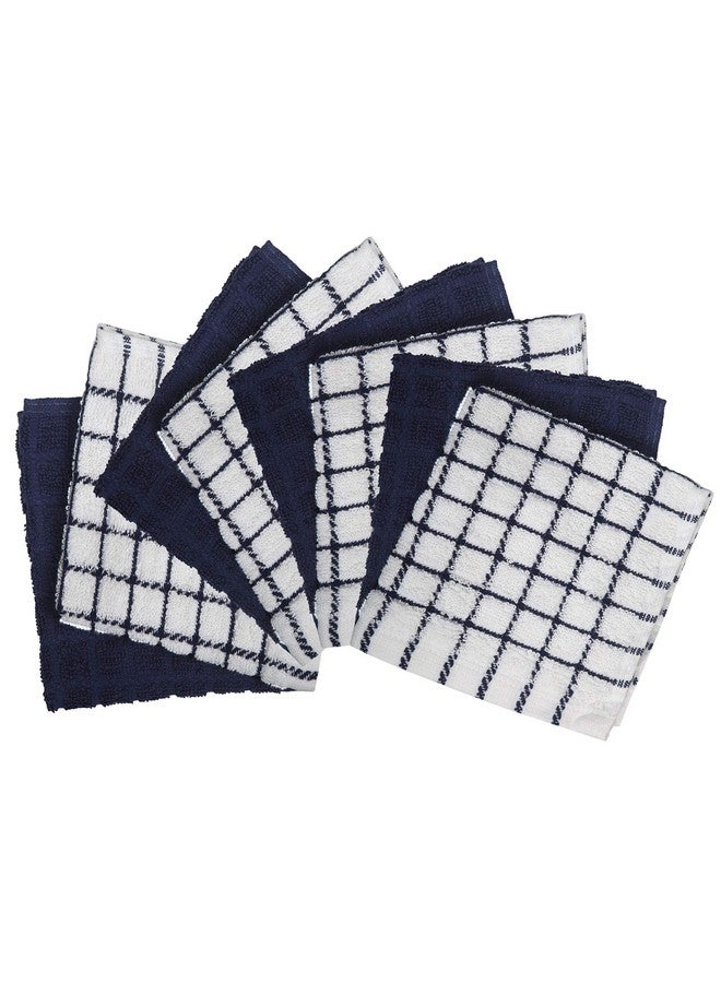 Bumble Towels Bumble Premium Cotton Dish Cloths 12" x 12"| Navy Check Design | 380 GSM | Highly Absorbent & Soft Dish Towels | 100% Natural Ring Spun Cotton Tea Towel Set | Kitchen Towels - 8 Pack - Image 2