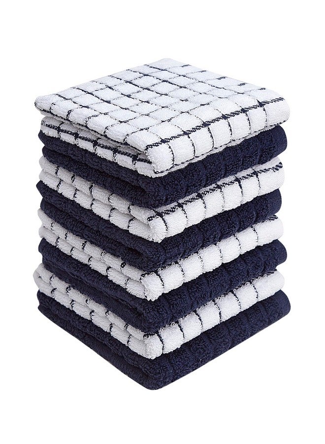 Bumble Towels Bumble Premium Cotton Dish Cloths 12" x 12"| Navy Check Design | 380 GSM | Highly Absorbent & Soft Dish Towels | 100% Natural Ring Spun Cotton Tea Towel Set | Kitchen Towels - 8 Pack - Image 1