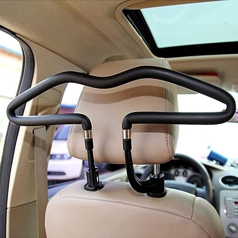 Car Hanger: Durable Stainless Steel Construction - Easy Tool-Free Installation Travel Organizer for Vehicle Headrest Bar Attachment, Wrinkle-Free Clothes Tidy - Image 5
