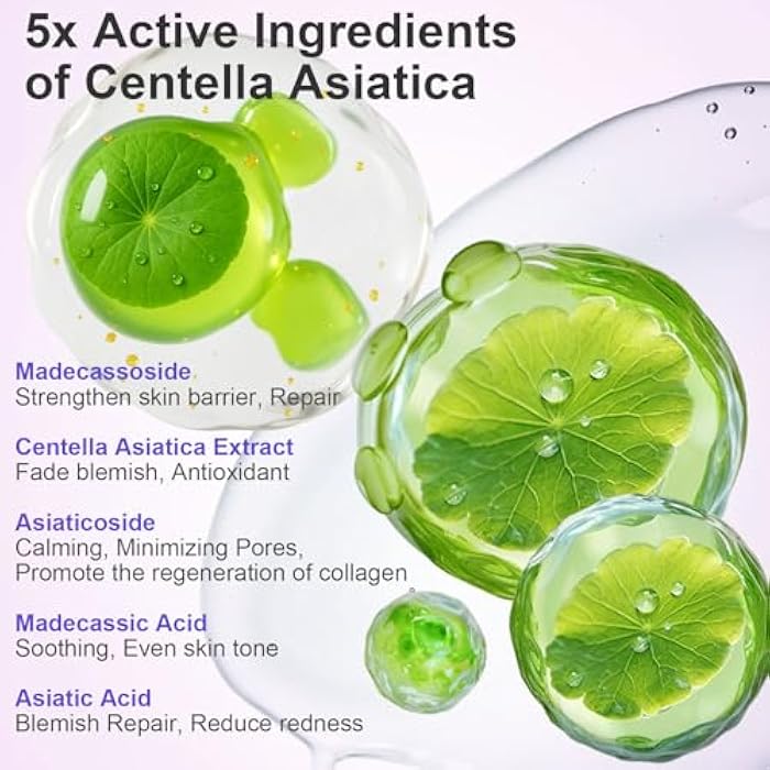 Kewhunt Madecassoside Sheet Mask Blemish Repair, Face Mask korean Skin Care for Sensitive Skin - Hyaluronic Acid, Collagen, Niacinamide, Panthenol, Centella Facial Masks for Sooth, Hydration, Firming 10ea - Image 5