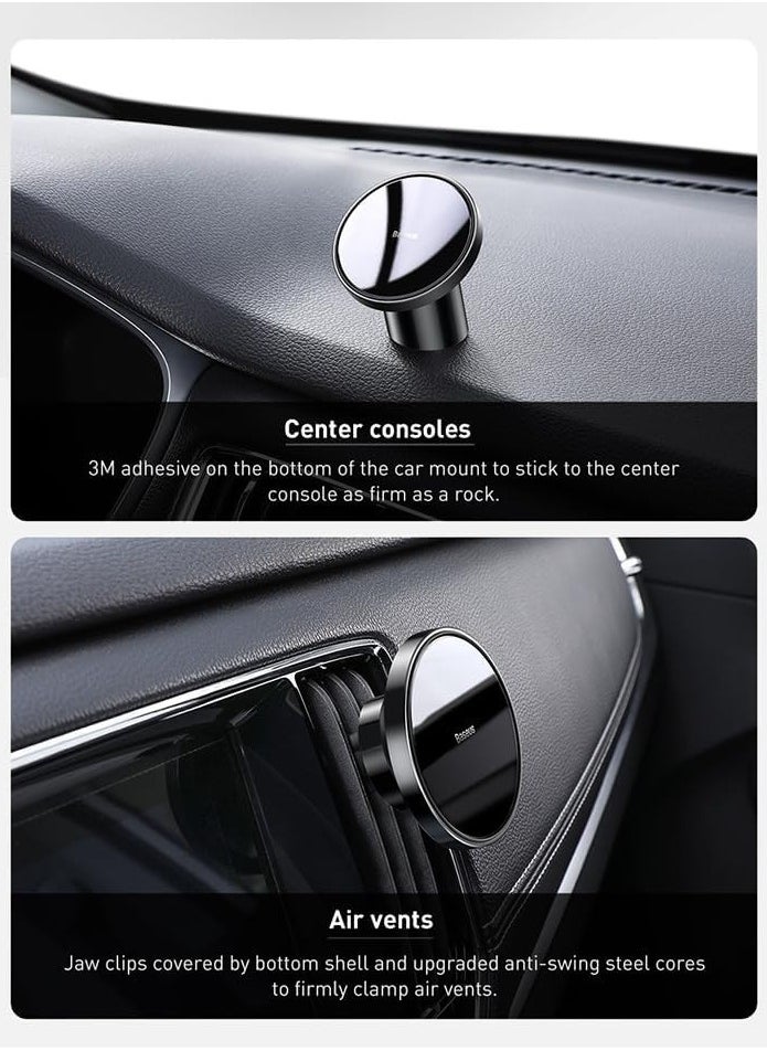 Baseus MagSafe Magnetic Car Mount, Magnetic Phone Holder for Dashboard and Air Vent, with Strong Magnets, Compatible with iPhone 16/16e/15/14/13/12 Series, Samsung Galaxy, Android Phones and All Smartphones, Includes 1 Metal Ring for Non-MagSafe Devices  - Image 5
