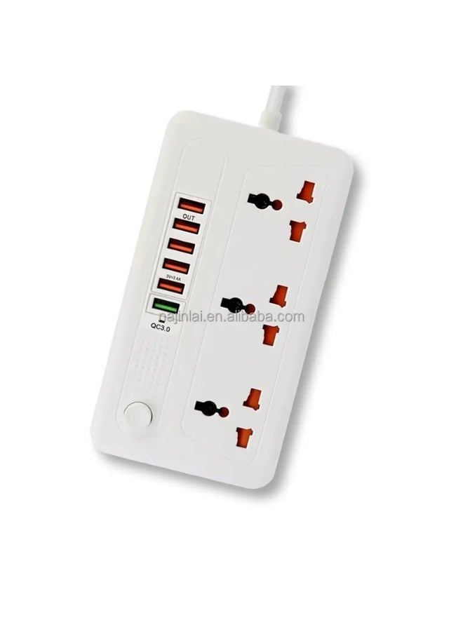 Generic Power Strip with 3 AC Universal Outlets and 6 USB Ports QC3.0 18W Fast Charging USB Power Socket Surge Protector Extension Board  - Image 5
