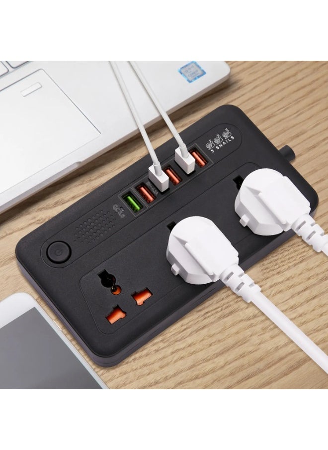 Generic Power Strip with 3 AC Universal Outlets and 6 USB Ports QC3.0 18W Fast Charging USB Power Socket Surge Protector Extension Board  - Image 2