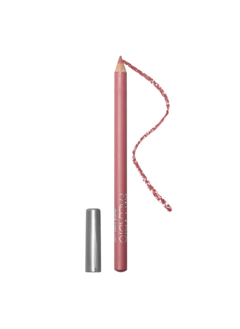 PALLADIO Palladio Lip Liner Pencil Wooden Firm yet Smooth Contour and Line with Ease Perfectly Outlined Lips Comfortable Hydrating Moisturizing Rich Pigmented Color Long Lasting Nude Pink 