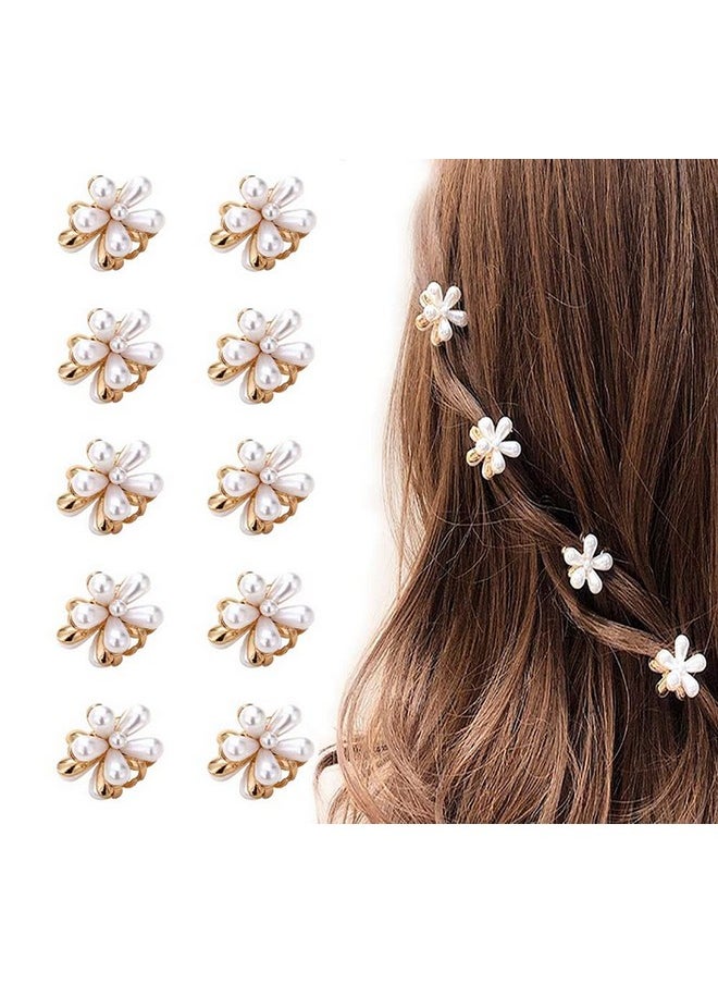 LINXI 10 Pcs Small Mini Pearl Claw Clips With Flower Design Sweet Artificial Bangs Clips Decorative Hair Accessories For Women Girls  - Image 2