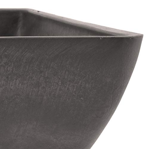 PSW Pot Collection 12x6 inch Plastic/Stone/Wood Composite Square Planter – No Drainage Hole (Drillable), Modern Indoor/Outer Pot for Flowers, Foliage, Succulents, Fairy Gardens, Dark Charcoal - Image 3