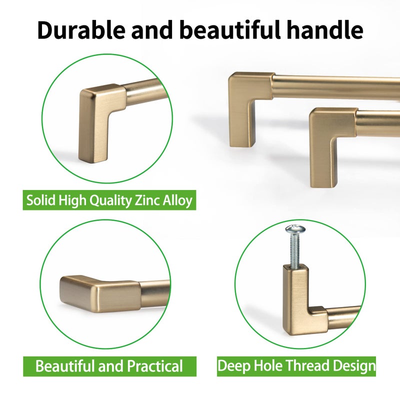 TUNNY 10 Pack Classic Solid Cabinet Handles-6.3"/160mm Screw Spacing Champagne Bronze Furniture Hardware Handles for Bathroom Dresser Kitchen Cabinets Bedroom Cabinet Pulls - Image 3