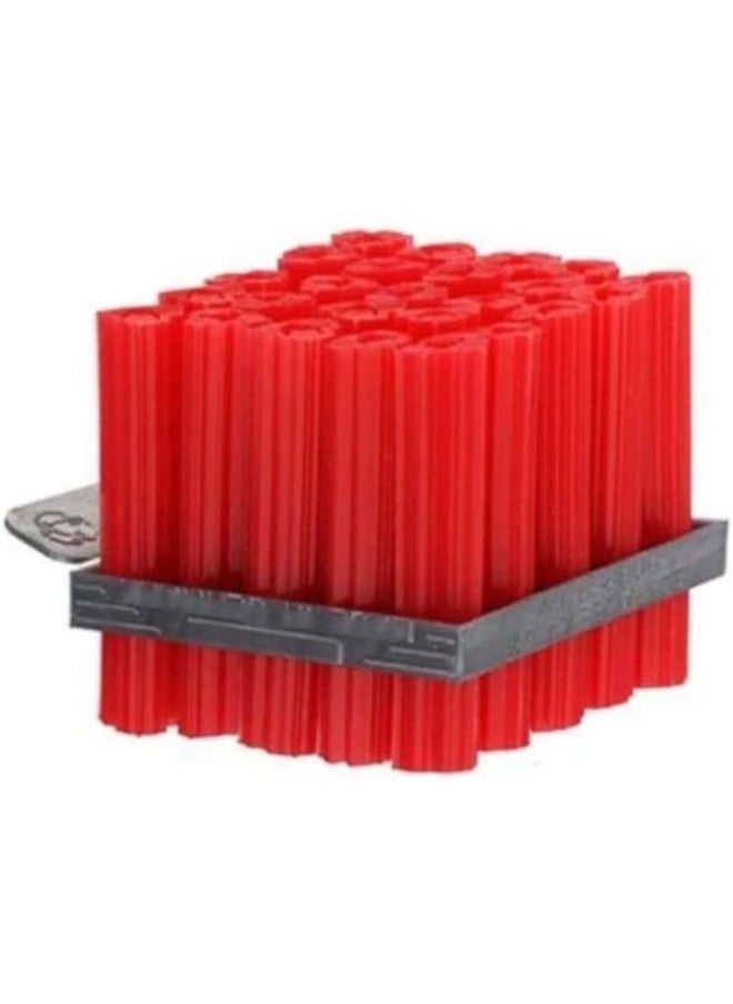 Biella Nylon Column Expansion Screw Anchor Plug, Drywall Plugs For Mirrors, Clocks And Shelving On Walls Etc, 1.5" Red (Pack Of 100)  - Image 2