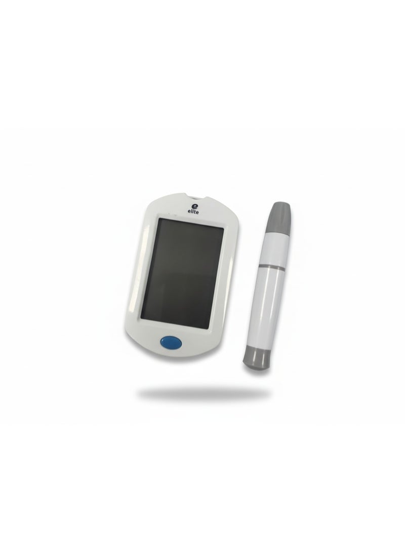 Elite Blood glucose meter, test strips (predetermined quantity), lancing device, lancing needles, instruction manual, batteries, and a small carrying case for the device and accessories are included. - Image 5