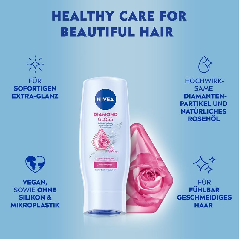 Nivea Diamond Shine pH Balance Conditioner (200 ml) Hair Conditioner with Diamond Shine Particles Conditioner for Healthy and Naturally Beautiful Hair - Image 1