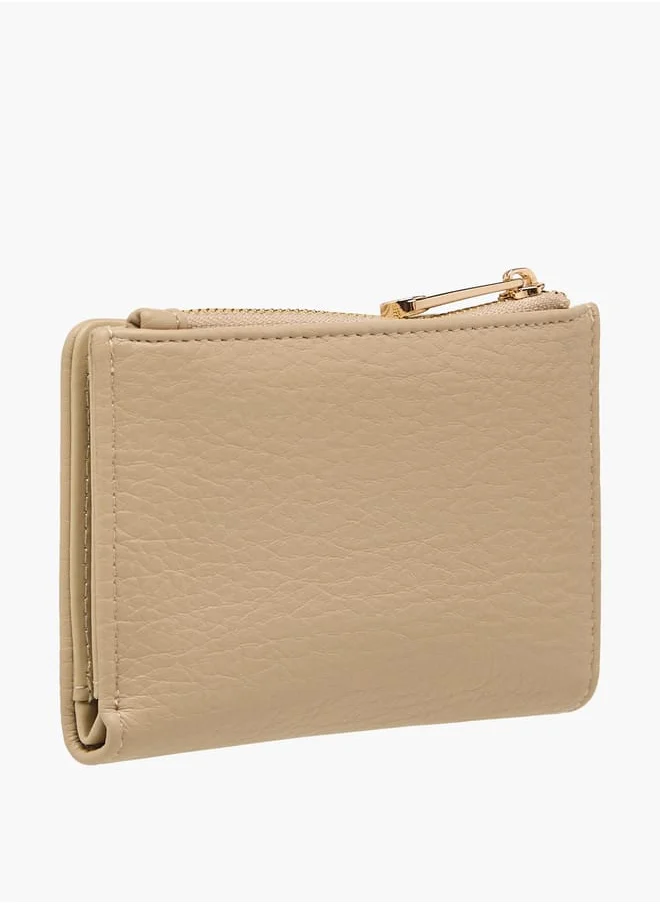 Celeste Women Textured Bi-Fold Wallet with Zip Closure