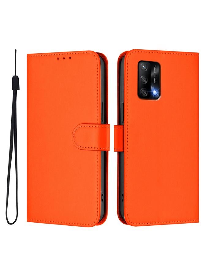 S-TOP Case For OPPO A74 4G / F19 / F19s Skin Feel Solid Color Leather Phone Case with Lanyard - Image 2