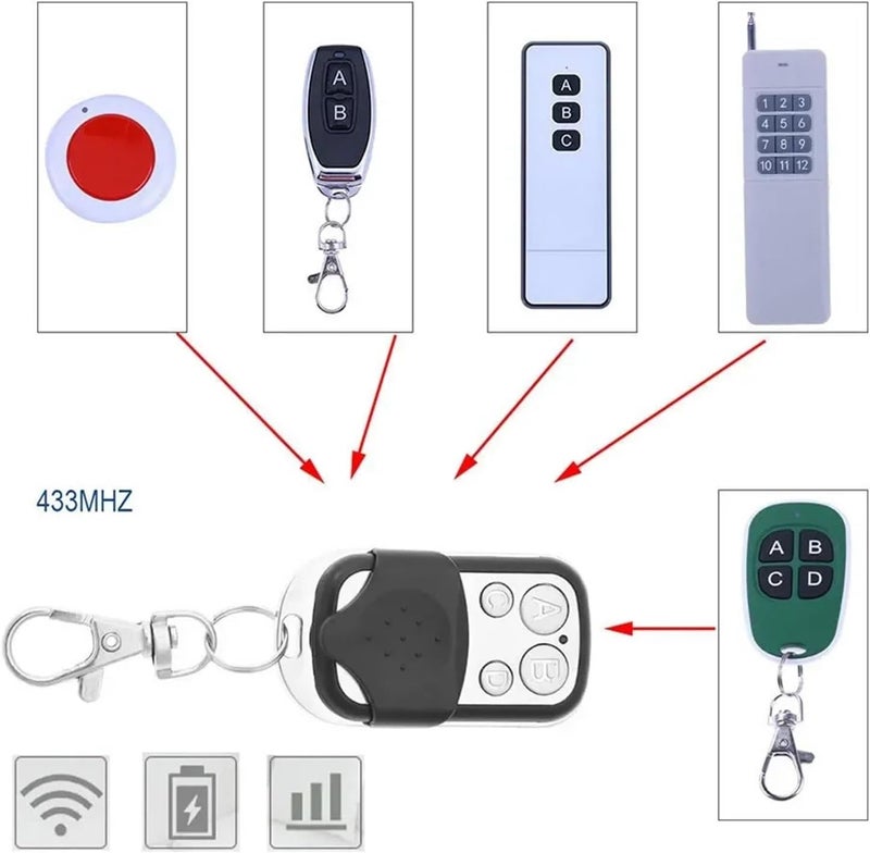 Garage Door Remote, Universal 4 Buttons Garage Door Opener Remote Control 433MHZ Clone Fixed Learning Rolling Code Duplicator(4pcs) - Image 3