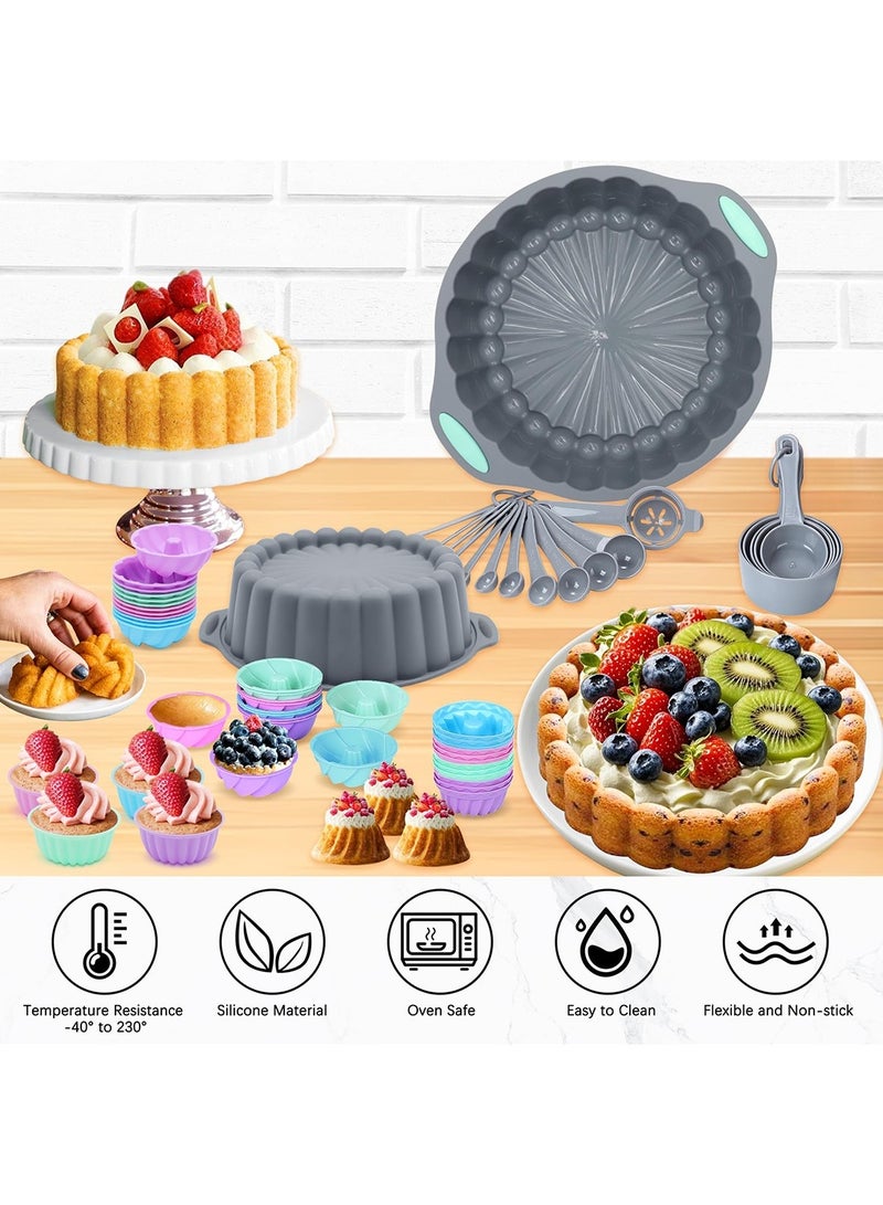 Mmmon 3 Pack Silicone Bakeware Set, Non-Stick Kitchen Oven Baking Pans, Silicone Cake Molds with Cake Pan, Donut Pan and Loaf Pan - Image 4