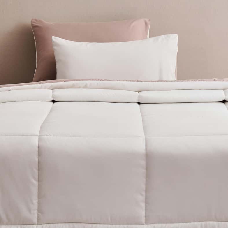 Pan Home Everyday 3-piece Reversible Full Comforter Set 160x220cm - Dark Beige/Ivory - Image 2