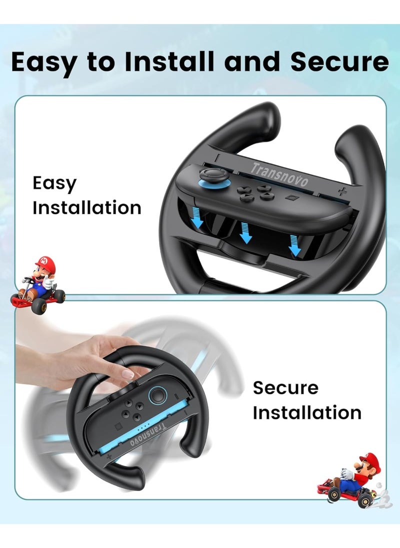 2-pack steering wheel for Nintendo Switch 2 Joycon, realistic racing experience and comfortable grip, non-slip grip and perfect-fitting buttons, protect Joy Con controllers from scratches/impacts