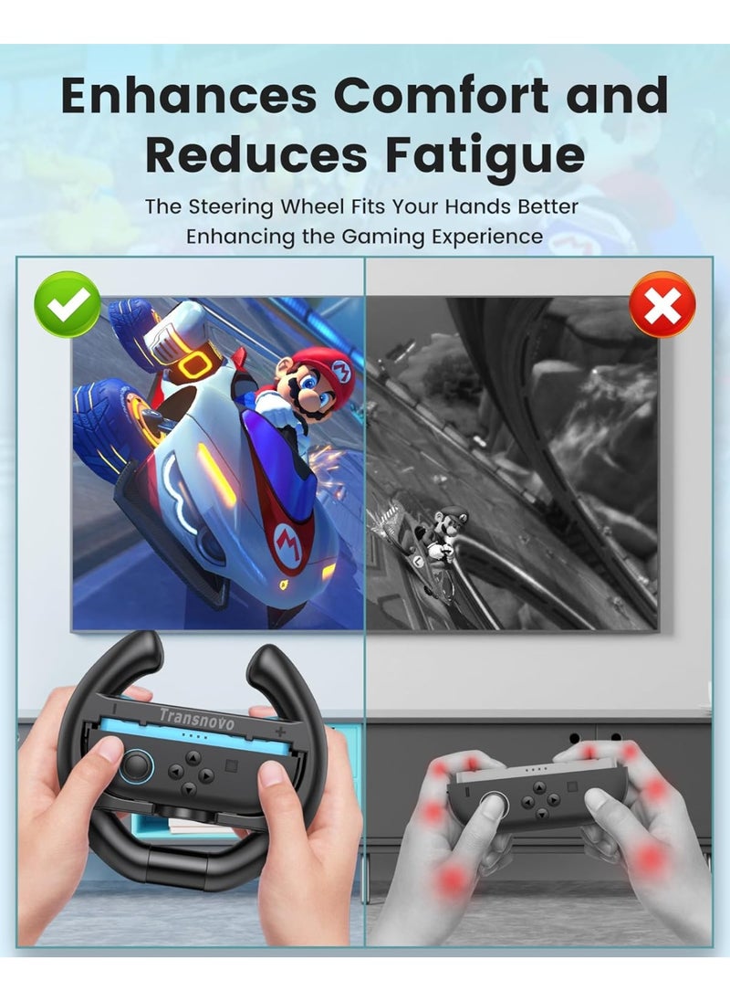 2-pack steering wheel for Nintendo Switch 2 Joycon, realistic racing experience and comfortable grip, non-slip grip and perfect-fitting buttons, protect Joy Con controllers from scratches/impacts