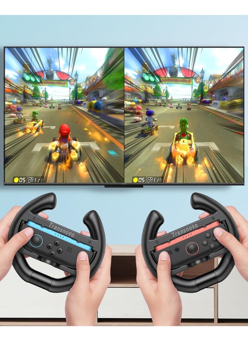 2-pack steering wheel for Nintendo Switch 2 Joycon, realistic racing experience and comfortable grip, non-slip grip and perfect-fitting buttons, protect Joy Con controllers from scratches/impacts
