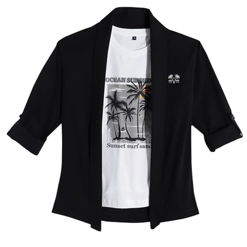 CAVIO Boys Full Sleeves Solid Shrug with T-Shirt Navy - Image 1