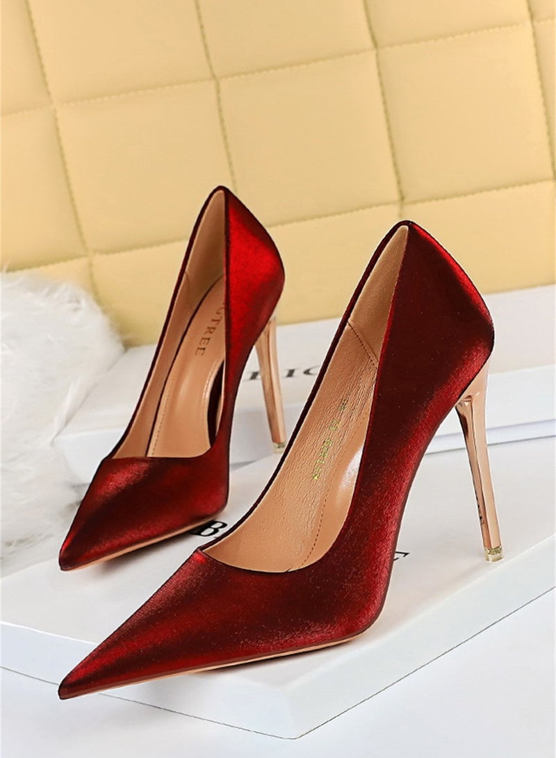 بيج تري إمرأة يبيطر كعب عال إصبع قدم خف أحمر - Image 1