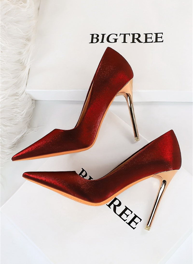 بيج تري إمرأة يبيطر كعب عال إصبع قدم خف أحمر - Image 2