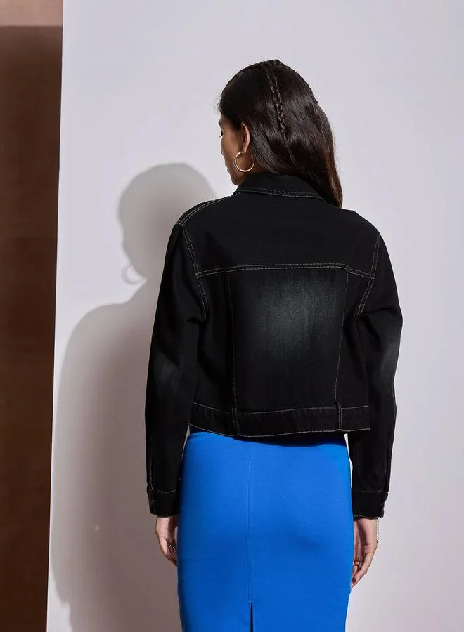 SASSAFRAS SASSAFRAS Denim Heart Pockets Crop Jacket