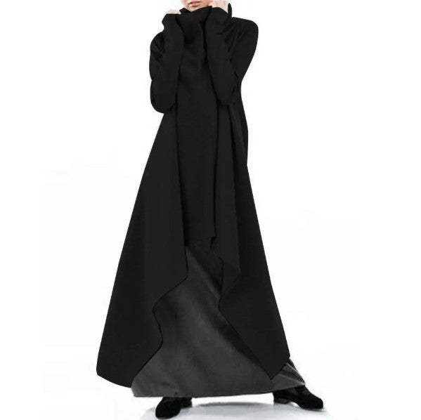 2021wish European and American womens eaby loose irregular solid color robe sweatshirt turtleneck pullover sweater women Grey  - Image 3