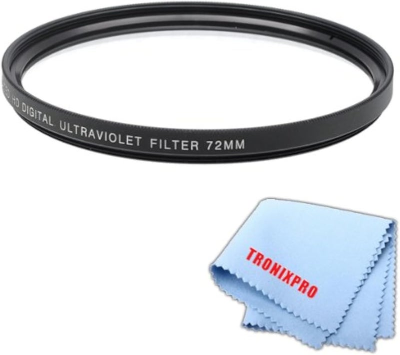 Tronixpro 72mm Pro Series High Resolution Digital Ultraviolet UV Protection Filter + Microfiber Cloth - Image 1