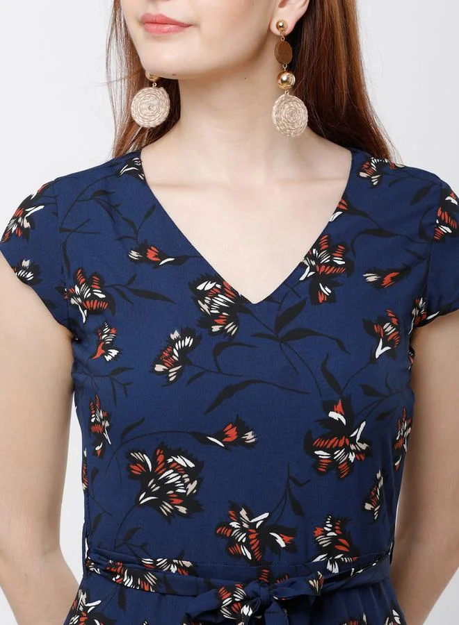 طوكيو توكيز Floral Print A-Line Maxi Dress with Cap Sleeves by Styli