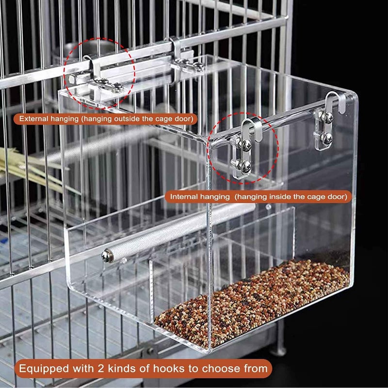 Xxmbbjy Automatic Bird Feeder for Cage, Automatic Acrylic Bird Feeder No Mess Bird Cage for Small Bird Parrots Canary Parakeet Budgerigar Crested Myna Cockatiel (L: 6.2" x 6.3" x 6.3") - Image 5