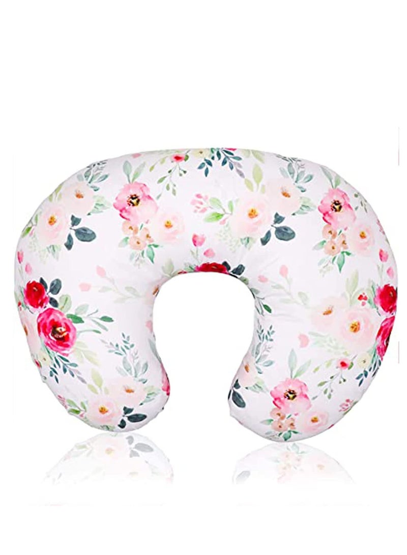 Floral Nursing Pillow Cover for Newborns Washable and Breathable Watercolor Design Perfect for Baby and Pet - Image 1