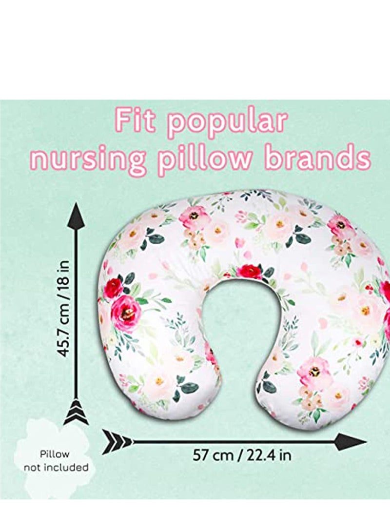 Floral Nursing Pillow Cover for Newborns Washable and Breathable Watercolor Design Perfect for Baby and Pet - Image 5