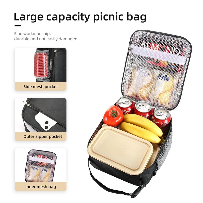 Lovoeo Lunch box Lunch bag for men women Insulated Lunchbox Lunch bags for Work Picnic Travel (Black) - Image 3