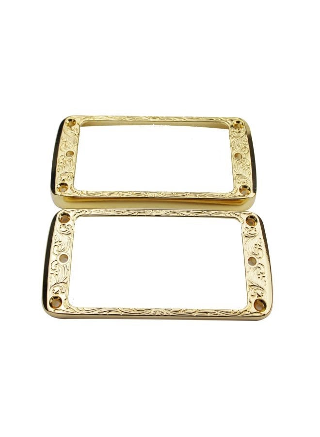 Guyker - Curved Bottom Metal Humbucker Pickup Mounting Ring Set - Replacement Frame Compatible with Les Paul LP Style Electric Guitar (2 Pack, Gold) - Image 1
