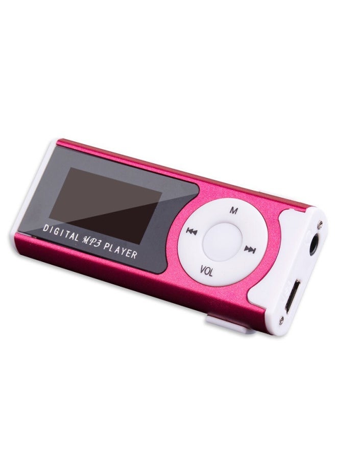 Screen Light Clip Card Mp3 Music Player Mini Clip Mp3 Student Walkman Gift MP3-Body Color:Rose Red-Memory Capacity:Single Machine + Earphone + Data Cable (Crystal Boxed)  - Image 1