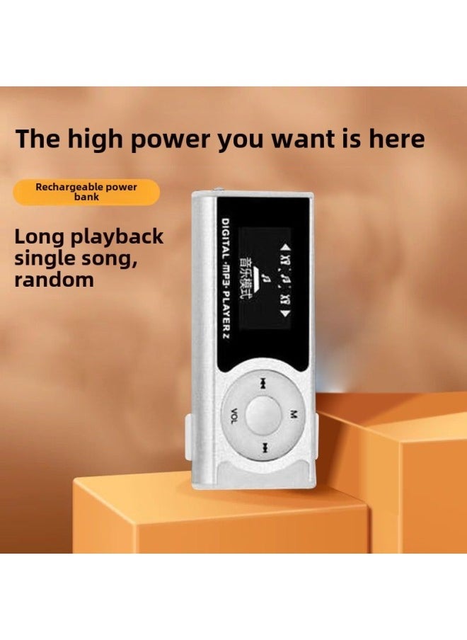 Screen Light Clip Card Mp3 Music Player Mini Clip Mp3 Student Walkman Gift MP3-Body Color:Rose Red-Memory Capacity:Single Machine + Earphone + Data Cable (Crystal Boxed)  - Image 2