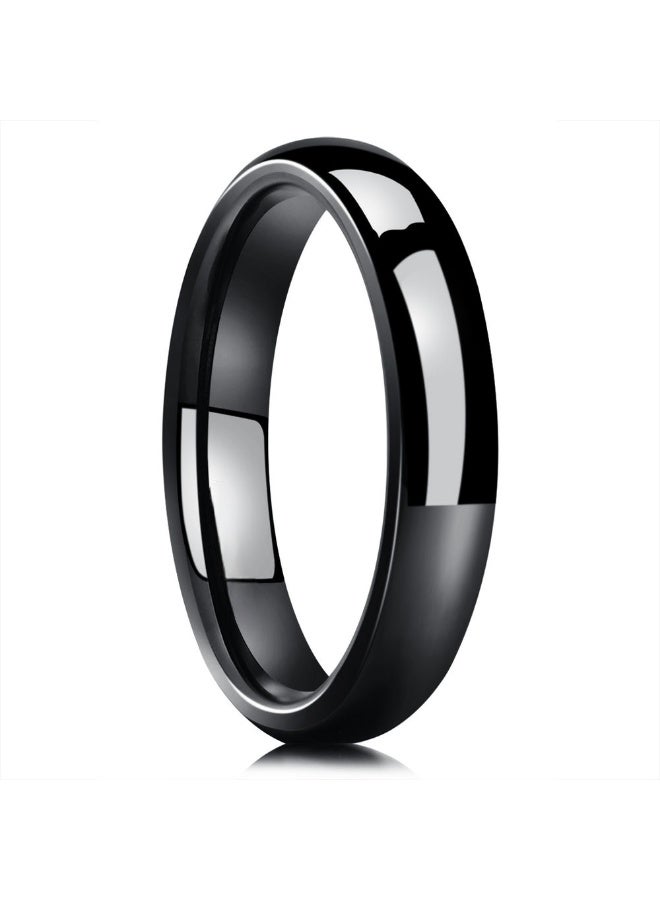 Men's 4mm Black Tungsten Carbide Ring - High Polish Comfort Fit Wedding Band - Image 1