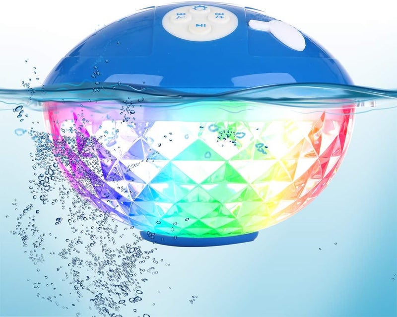 Blufree Bluetooth Speakers with Colorful Lights, Portable Speaker IPX7 Waterproof Floatable, Built-in Mic,Crystal Clear Stereo Sound Speakers Bluetooth Wireless 50ft Range for Home Shower Outdoors Pool Travel - Image 1