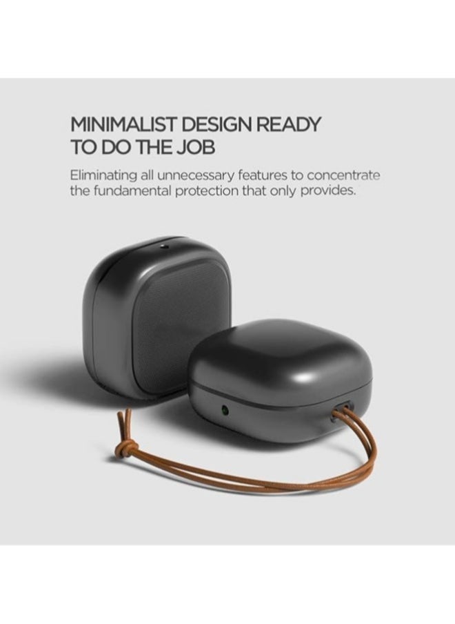 NIBEMINENT - fashion Frosted Case compatible with Galaxy Buds FE(2023) Buds2 Pro Case(2022) Galaxy Buds2 Case(2021) Galaxy Buds Pro Case(2021）Comes with cowhide rope and key chain (Frosted ash) - Image 1