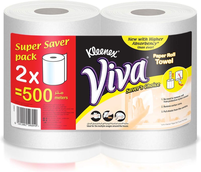 Kleenex Viva Paper Towel - Pack of 2 Rolls (2 x 250Mts) - Image 1