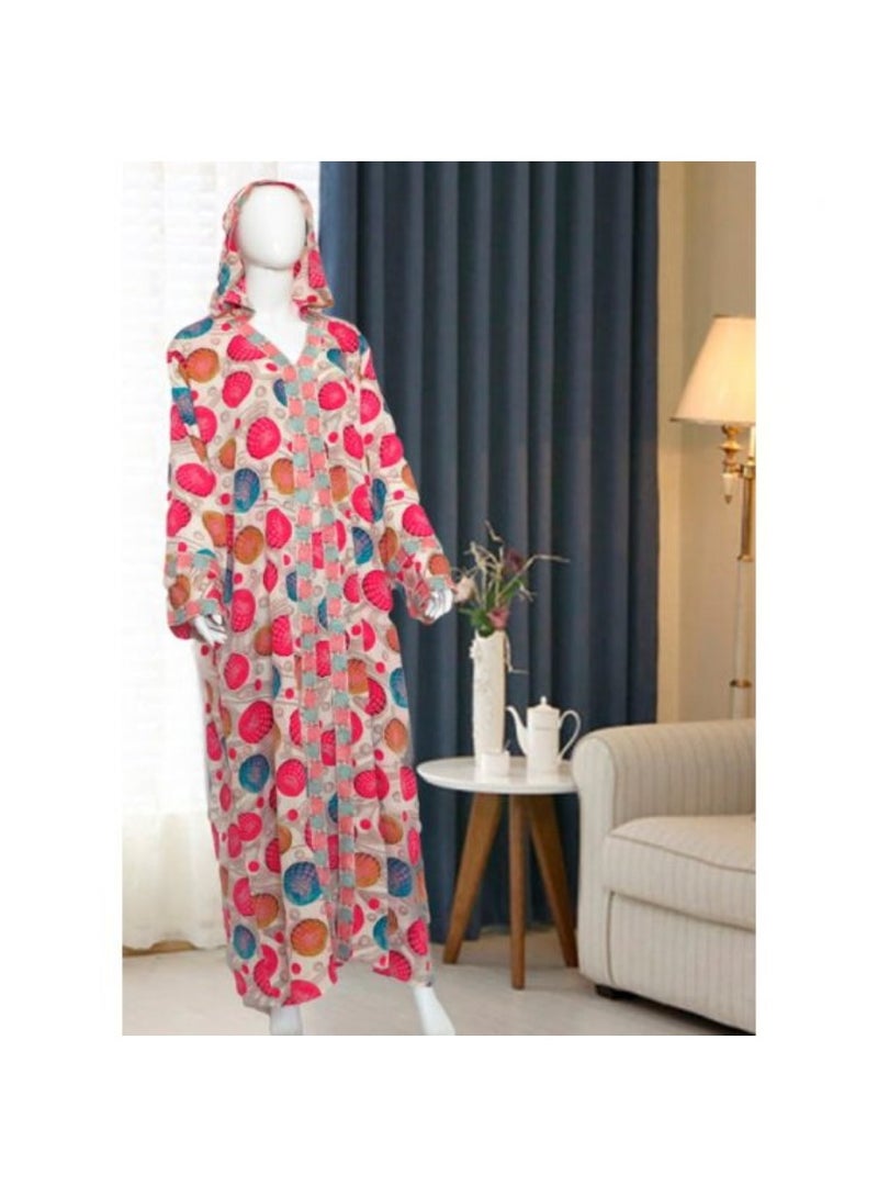 ZAYOSHE Printed Kaftan With Hood Pink 