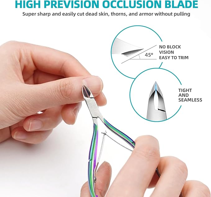 RONAVO Cuticle Trimmer Set Includes Cuticle Nippers Cuticle Pusher Glass Nail File Cuticle CutterProfessional Cuticle Remove Kit Stainless Steel Extremely Sharp Cutter Pedicure Manicure Tool - Image 3