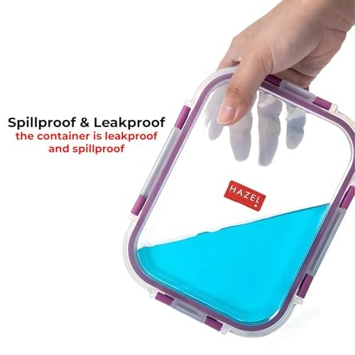 HAZEL Plastic Square Airtight Leak Proof Microwave Safe Container Dabba, 400 ML - Image 5