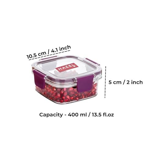 HAZEL Plastic Square Airtight Leak Proof Microwave Safe Container Dabba, 400 ML - Image 4